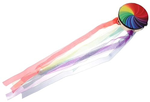 MAGICLULU Tamburin Handtrommel 6 Zoll mit Bändern Klassische Schlagtrommel aus Stabilem Material für Kinder und Erwachsene Tragbares Percussion Instrument für Auftritte und Tanz