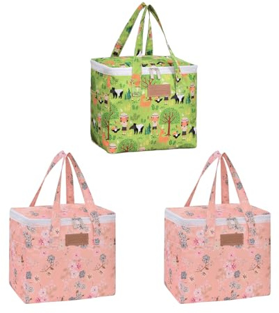 Lot de 3 sacs isothermes de 9,3 l - Fonction de maintien au chaud/froid - Portable - Pour la plage, le travail, les voyages - 27 x 24 x 17 cm (C)