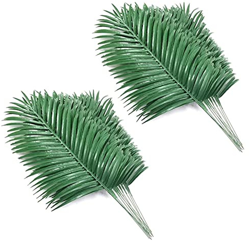 ISTOVO 24 Piezas de Hojas de Palma Artificiales Plantas de Palma Falsa Frondas Tropicales Grandes Hojas de Planta Verde para Hojas Fiesta Hawaiana