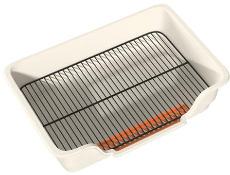 Inodoro para gatos y caja de arena, rejilla de acero inoxidable extraíble, bandeja de entrenamiento para cachorros, para gatos, cachorros, hogar, apartamentos, casas, baño, bandeja de arena