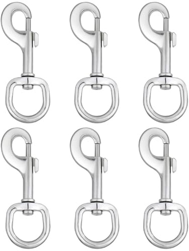 6PZ Stabile Karabinerhaken mit Drehgelenk, Karabiner mit Drehgelenk aus Zinklegierung, vielseitig einsetzbar als Schlüsselanhänger oder für Hundeleinen – geeignet für Haustiere bis zu 10 kg