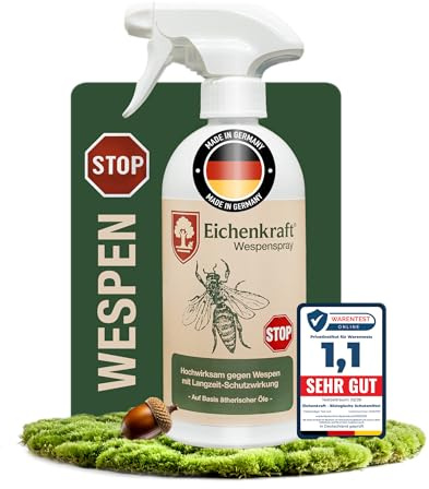 Wespenspray gegen Wespen – Wespenschaum Spray für Haus Garten Terrasse Balkon Dachboden & Rollladenkasten – Wespenabwehr Spray mit Sprühkopf für Nestbereiche & Außenbereich – 500ml