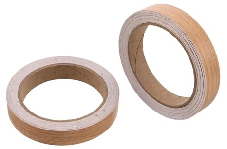WOONEKY 2 Rolls Wood Grain Repair Tape 1.8cm X 10m Self-Adhesive Cabinet Veneer Edging Strip Wood Finish Scratch Cover Tape for Furniture and Baseboard Trim