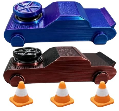 2Pcs Drift Car,3D Printed Drifting Fidget Toy,Pocket Drift Car with Spinner | Car Toys For Kids, Relief Drift Car With Traffic Cones For Women Indoor Outdoor Home Office School Classroom Party