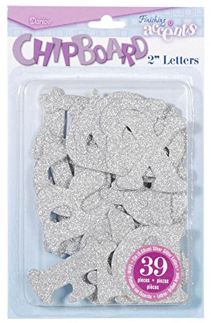 Darice Chipboard Letters - Silver Glitter - 2 inches - 39 Pieces