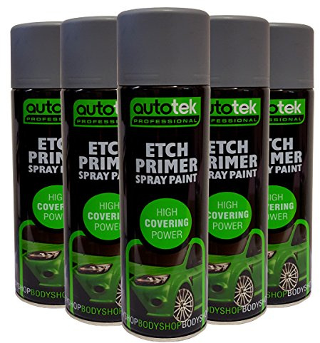 (6 CANS) Autotek Etch Primer Spray for Aluminium Galvanised Steel Stainless GRP Plastic
