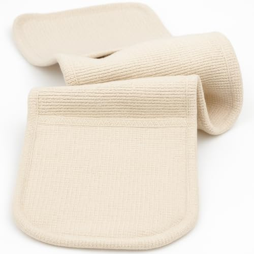 Professional Butchers Stripe Double Sided Oven Glove 100% Cotton Cooking Gloves Heavy Duty Mitts Resistant Cooking Gloves 86cm (33) (Beige)