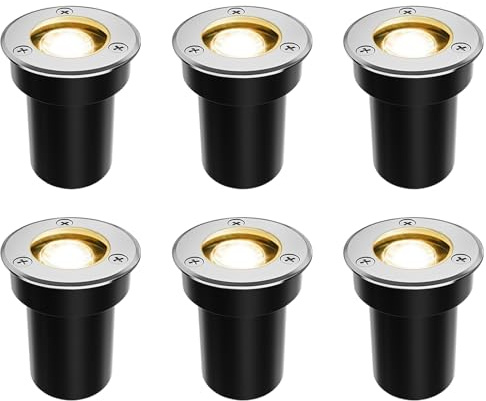 SUNRIVER Low Voltage Landscape Lights,1W Outdoor In-Ground Lights 12V-24V LED Landscape Lighting for Paver, Deck, Step, Garden, IP67 Waterproof (6 Pack Warm White)