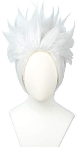 Linfairy kort lager cosplay peruk halloween kostym silvervit peruk inte stil