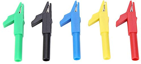Akozon clip de Cocodrilo 4 mm, P2007 5Pcs Pinza de Cocodrilo enchufables totalmente aislados 15A / 300V para conector banana de 4 mm Cable de prueba Multímetro