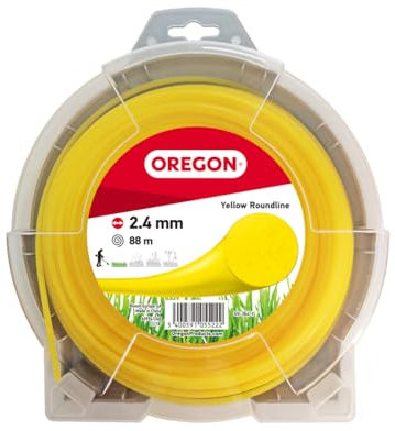 Oregon Yellow Round 2.4mm Strimmer Line, Trimmer Line Tackles Long Grass, Weeds & Thick Vegetation, Professional Heavy Duty Nylon Strimmer Wire, Fits Most Standard Models, 2.4mm x 88m (69-364-Y)