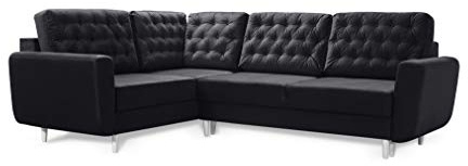 Robin Inspire Linda Ecksofa mit Schlaffunktion 2X Bettkasten Kissen Sofa L-Form Schlafsofa Freistehende Eckcouch Schlafcouch Wohnzimmermöbel Wohnlandschaft Schwarz