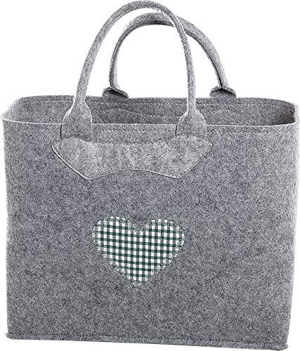 Witzgall Filz Trachtentasche 3553/56/0HG H38x20x30cm gestickten Herz Grün