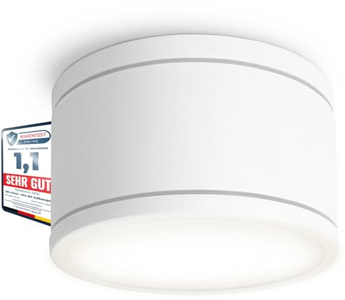SSC-LUXon CELI-WX flacher LED Aufputz Deckenspot IP44 für Bad & Außen mit LED GX53 neutralweiß 3W - Strahler 230V weiß rund