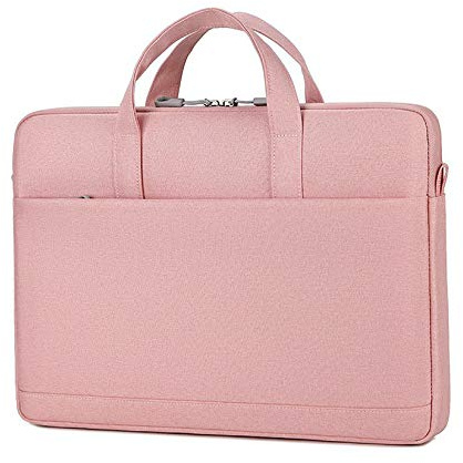 Cicilin Sacoche pour Ordinateur Portable 15.6 Pouces Sac à Bandoulière Multifonctionnel Sac à Main Housse de Protection Pochette PC Portable Hommes/Femmes/Affaires Rose