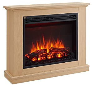 FLAMME Ashbourne Fireplace with 32 surround with 2kW Fireplace Heater Natural Oak Multiple Colours Available
