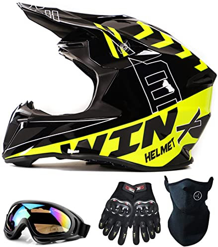 Erwachsene Integralhelm Motocross Helm, Motocross Helm Integral MTB Helm, DOT/ECE Approved Off Road Helm Kinder Herren Damen Motorrad Sturzhelm B,XL