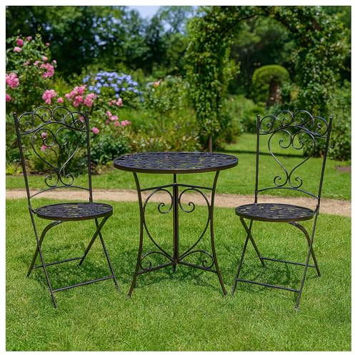 HTI-Line Tischgruppe Curly Sitzgruppe Metall Garten Nostalgisch Braun