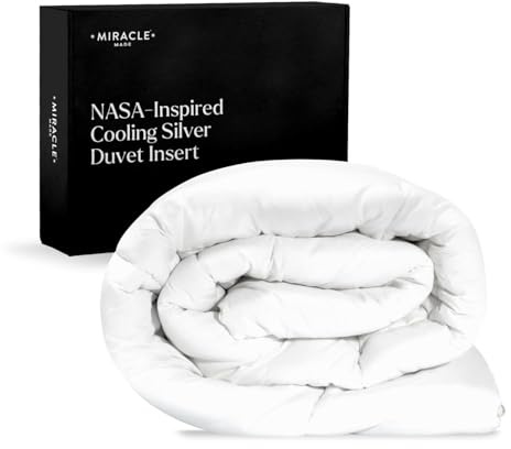 Miracle Made All-Season Duvet Insert Comforter – Silver-Treated Breathable Cotton Fabric, Pet Hair Resistant, Cool-to-The-Touch Bedding – Fits Full/Queen Bed Cover, White