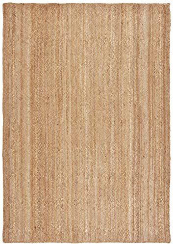 DomDeco Jute-Teppich AJALA Rechteckig, Flachgewebe, echte Handarbeit, nachhaltig, geflochten aus Reiner Naturfaser, geeignet für Wohnzimmer/Esszimmer/Diele, Beige in 160x230cm