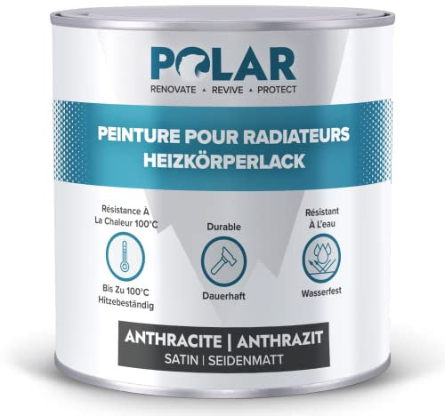 Polar Premium Heizkörperlack Fabre - Schwarz Seidenmatt - 750 ml - hitzebeständig bis zu 100 ºC – Schnelltrocknend, keine Grundierung erforderlich, für die Außenflächen von Heizkörpern