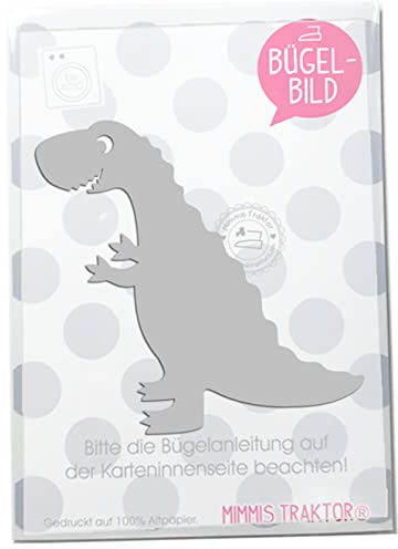 Bügelbild Reflektor Dino T-Rex Dinosaurier 10 cm SILBER reflektierend Aufbügler Applikationen Bügelsticker für Stoffe Textilien Kinder zum Aufbügeln Flicken