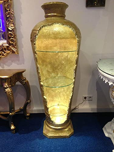 Bavary Vitrine Medusa Amphore Vase mit Licht Regal Glasregal Bodenvase Retro Stil Handbemalt