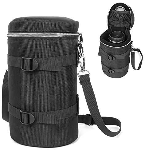 Uktunu Objektivtaschen wasserdichte Stoßdämpfend groß Objektivbeutel Kamera Objektivschutztasche für Canon, Nikon, Tamron, Sony Objektive, Innere Größe 120 * 230mm, Schwarz