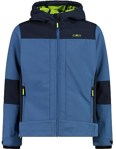 CMP Unisex Kinder Giacca Da Bambini Con Cappuccio Fisso 3a00094 Softshell-Jacke Für Mit Fester Kapuze, Staubiges Blau-B.Blau, 128 EU