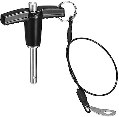 QUARKZMAN T Griff Kugelsperrbolzen 1 Stück 5mm Pin Durchm. 20mm Verwendung Länge T Griff Sicherungsstifte Edelstahl Druckschalter Schnellverschluss Stift mit Schlüsselband Kabel