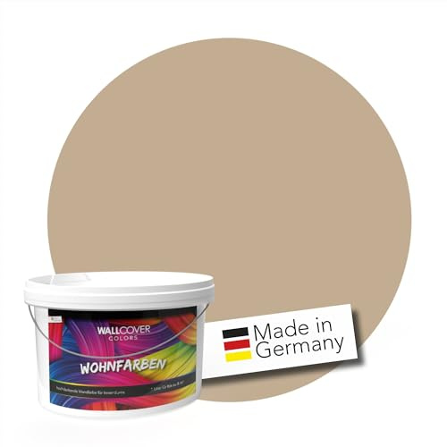 WALLCOVER hochwertige Wandfarbe für Innen | Beige | 2.5L für 20m² | Hochdeckende Innenfarbe Matt (Klasse 1) | Profi Qualität aus Deutschland