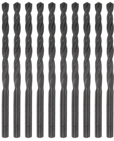 sourcing map 10pcs Jobber Drill Bits 4mm (5/32) Nitride Coated High Speed Steel (HSS) 4241 Twist Drill Bits for Stainless Steel Copper Aluminum Alloy Metal Wood Plastic, Black