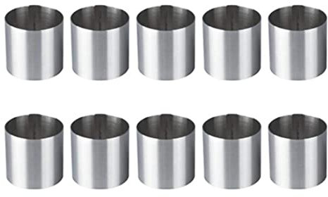 QUR 10 Pieces Stainless Steel Mousse Rings Round Biscuit Cutter Cake Mold Kitchen Baking Pastry Tool for Tart,Fondant,Etc