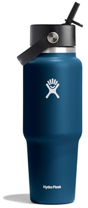 Hydro Flask - Wide Flex Straw Travel Bottle 946 ml (32 OZ) - Insulated Stainless Steel Water Bottle with TempShield Vacuum Insulation and Leakproof Flex Straw Cap - Fits Most Cupholders - Indigo