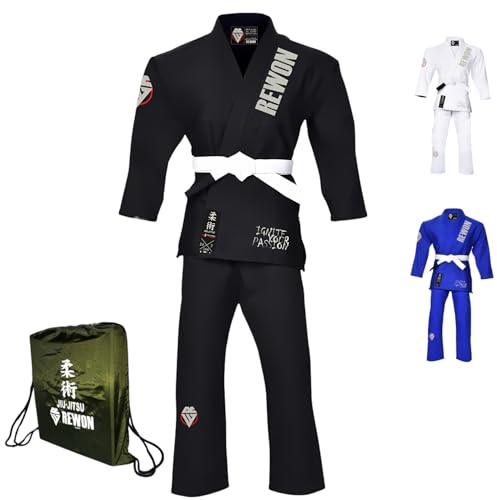 URBANSBEE Kimono Jiu Jitsu Gi - Tuta Cotone da BJJ Professionale Ultra Leggera per Uomini/Donne, Gi per Jiu Jitsu Brasiliano, Arti Marziali,Karate,MMA, Resistente/Comodo per Allenamento/Competizione