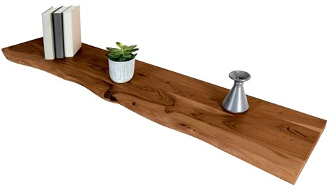 SAM Holzplatte SUVA 120x30 cm Akazie nussbaum einseitige Baumkante | Holzbrett massiv, Baumkantenplatte für Heimwerker, Regale und Fensterbretter