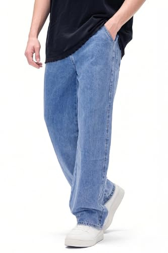 GINGTTO Vaqueros Baggy para Hombre Holgados Jeans Loose Fit Denim Pantalones Azul 30