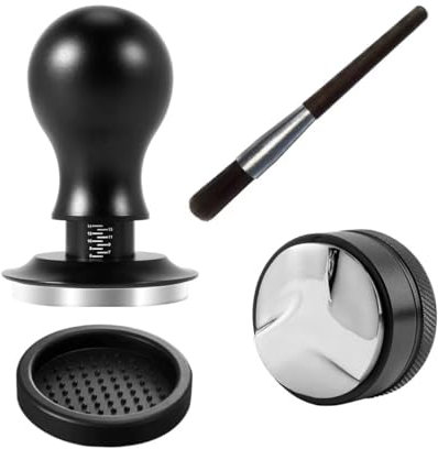 54mm Tamper and Coffee Distributor Set, Espresso Coffe Tamper 54mm with Spring Loaded and Base, Coffee Leveler for Coffee Machine Accessories Barista with Coffee Cleaning Brush (53mm)