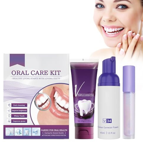Kit per La Cura Dei Denti Con Mousse per I Denti, Dentifricio E Vernice Sbiancante per I Denti, Pulisce Delicatamente I Denti, Sbianca I Denti E Rinfresca L' Alito