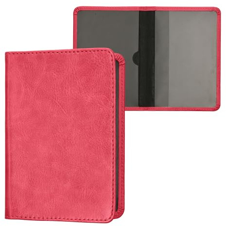 kwmobile Funda para permiso de circulación coche de cuero sintético - Con espacio para tarjetas 9.2 x 13 CM doblado - rosa neón