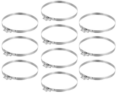 PATIKIL 4 Inch Adjustable Pipe Hose Clamp, 10 Pack Stainless Steel Air Ducting Clamp Worm Gear Drive Hose Clamps Pipe Clamp for Ventilation Duct (50mm-110mm)