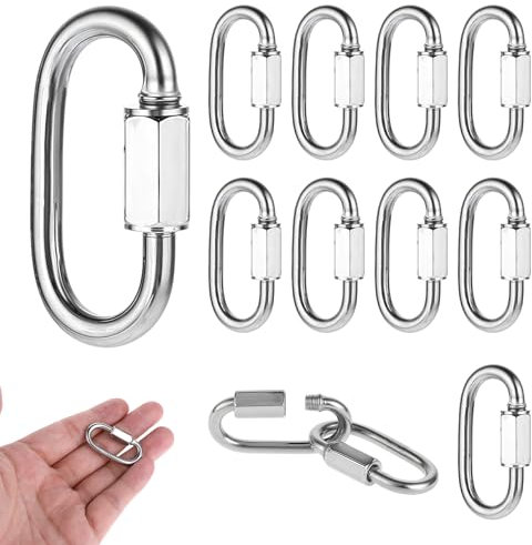 10 Stück Karabiner Schraubverschluss M3.5 Schraubkarabiner Edelstahl 304 Drahtseil Zubehör Kettenverbinder, Rapid-Glied Schraubkarabiner Klein Haustier-Schlüsselanhänger Für Outdoor-Reiseausrüstung