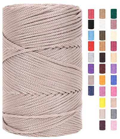 ChongKuan Hilo de cuerda de 3 mm x 225 m para ganchillo, macramé, bolsas, cordón de algodón de poliéster, hilo de panadería, cordel de algodón, Macrame Cord, hilo de algodón, hilo de algodón trenzado