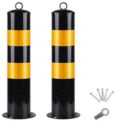 YJKKZQLB Sicherheitspoller, 20 Zoll hoch, Pollerpfosten, gelber Stahlpoller für Auffahrten und Gehwege, 2er-Pack mit Schloss und Ankerbolzen
