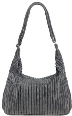 Ulisty Damen Latschig Cord Hobo Schultertasche, Grau
