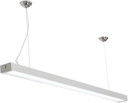 HONY-LIGHT LED 24W Silber Extra Lang Pendellampe1200mm 6000K Aluminium Acryl Höhenverstellbar Hängeleuchte Deckenleuchte Pendelleuchte Zwei Installationsoptionen Für Keller Küche Büro Beleuchtung