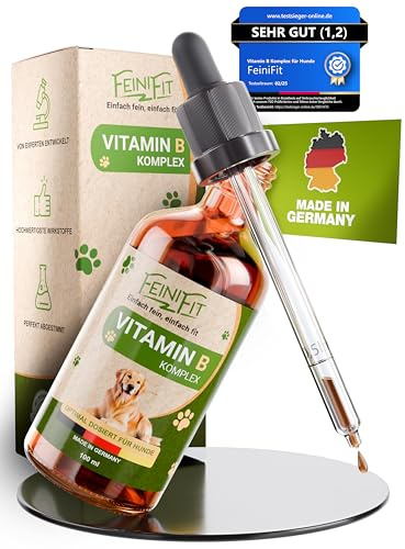 FeiniFit Vitamin B Komplex Hund Tropfen 100 ml – flüssige B-Vitamine für Hunde, leichte Einnahme statt Tabletten, B Vitamine Hunde (B1–B12) für einfache tägliche Versorgung, Made in Germany