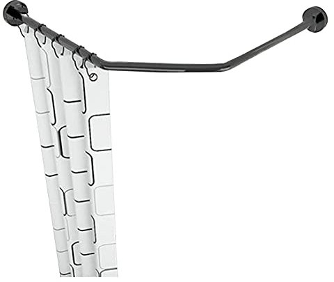 LULUMAIC Duschvorhangstange, Eckbadewanne, kein Bohren/Bohren erforderlich, Eckduschstange, teleskopisch, aus Edelstahl 304, geeignet für Badezimmer und Umkleideräume, schwarz, ohne Duschvorhang