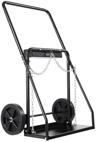 VEVOR Dual Welding Cylinder Cart, Oxygen Acetylene Tank Cart with 440LBS Static Weight Capacity, 10-Inch Solid Wheels and Tank Storage Safety Chains, Suitable for Double 12.5-Inch Dia. Gas Cylinders