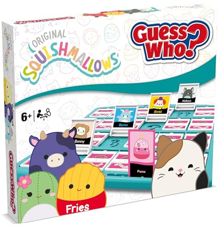 Winning Moves Squishmallows Indovina chi? Gioco da tavolo Incontra tutti i tuoi personaggi preferiti tra cui Cam, Pama, Lil Gouda, Avery e Samir, mentre giochi dai 6 anni in su, Bianco